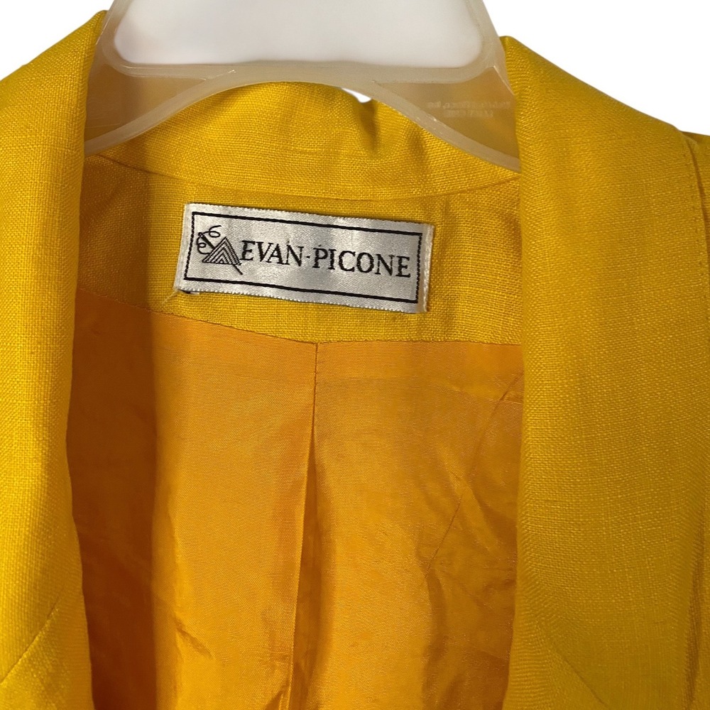 Evan-Picone Linen Blend Open Front Blazer Jacket Womens Size 6 Vintage Gold - Picture 4 of 5